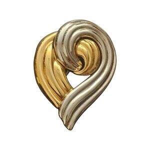 Monet Signed heart brooch abstract sculptural design Silver Gold Tone